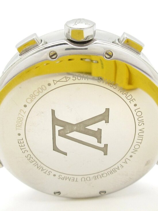 LOUIS VUITTON Tambour Moon Star MM Q8G00 T***** Silver Yellow Wrist Watch